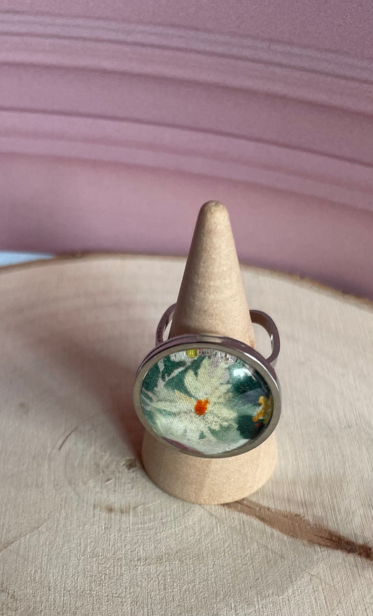 Bague Liberty  - acier inoxydable et tissus recyclé