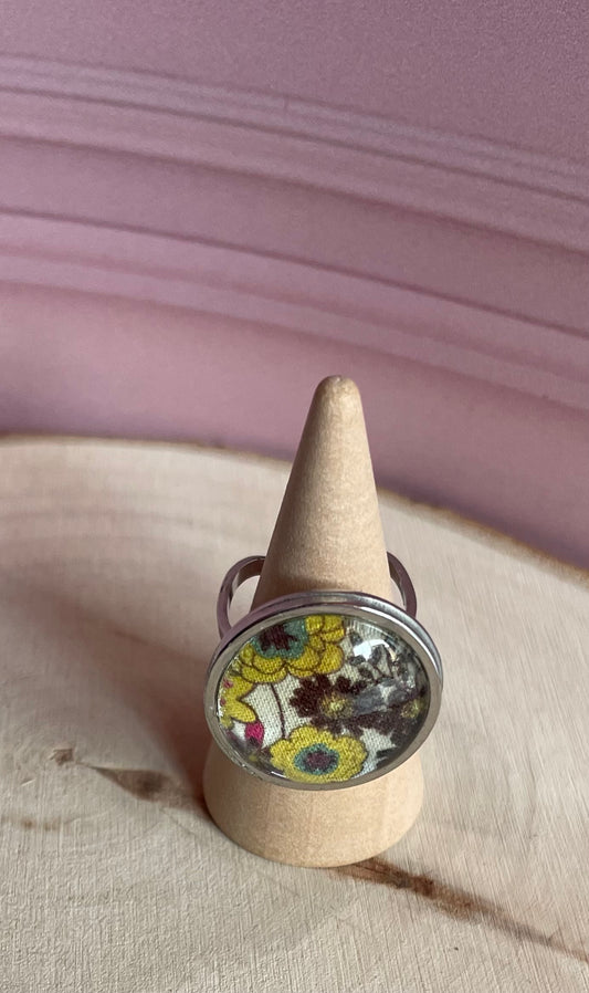 Bague Liberty - acier inoxydable et tissus recyclé